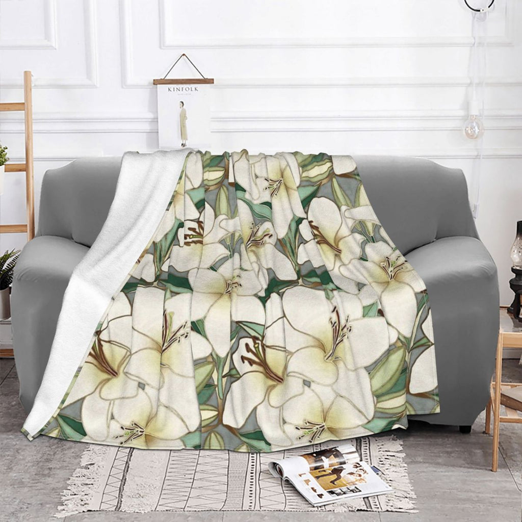 Plaid polaire fleurs de lys, l'imprimé sur toute la largeur