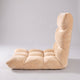 Fauteuil de sol beige vu de profil, dossier relevé
