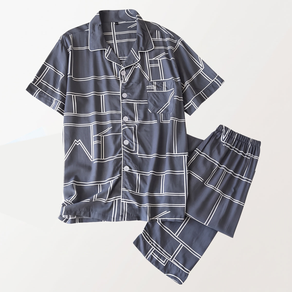 Vue ghost du pyjama homme graphique gris sur fond uni