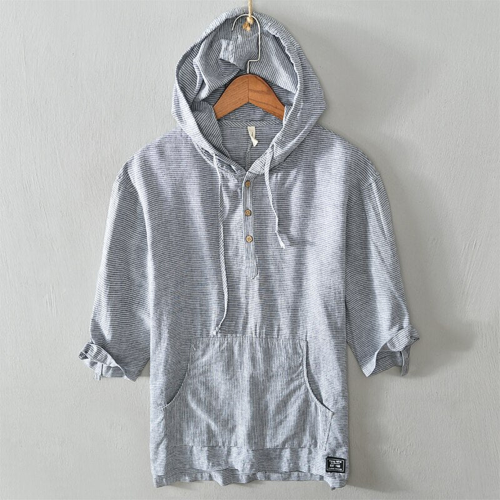 Sweat à capuche rayé bleu pour homme