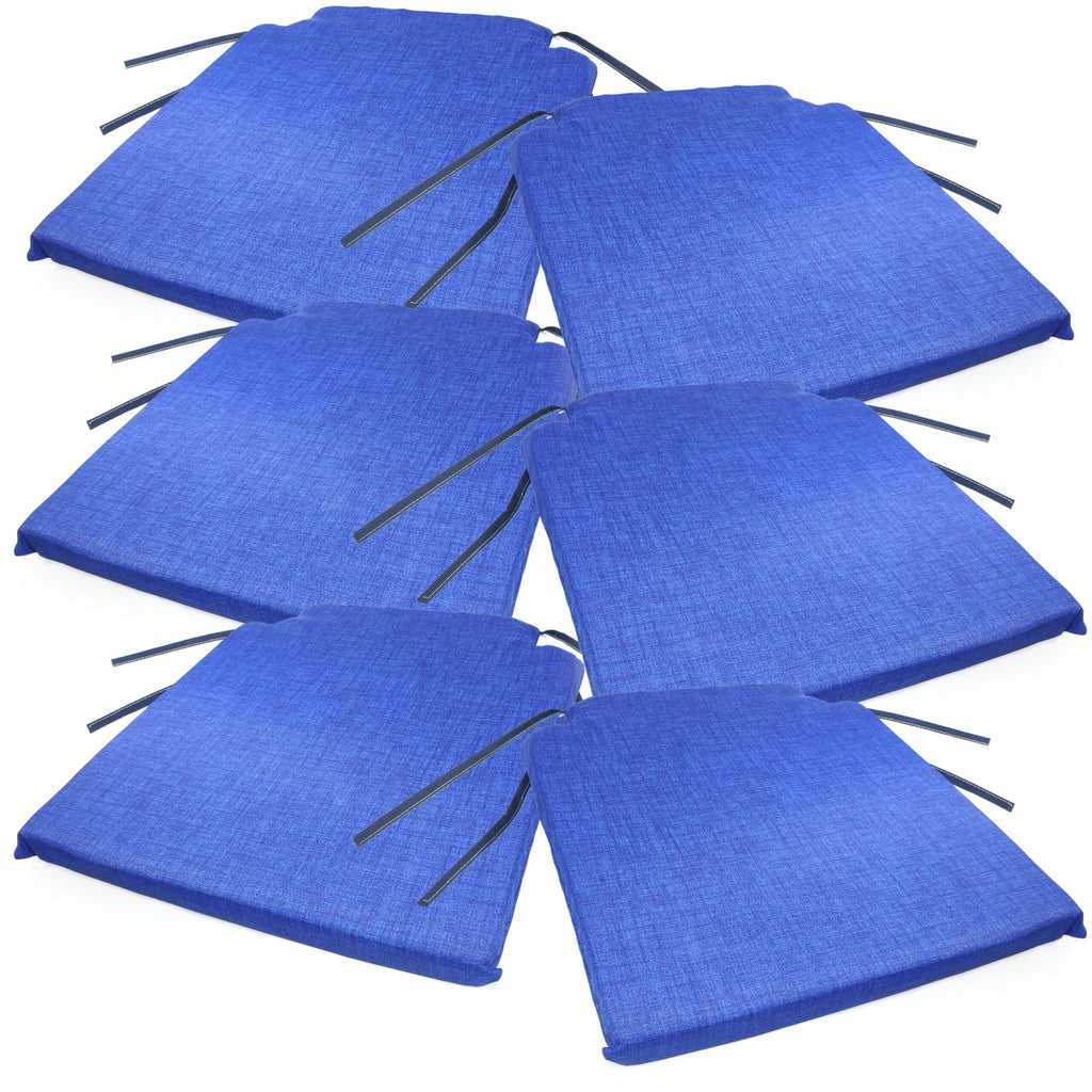 Lot de six coussins de chaise bleu electrique, avec leurs liens
