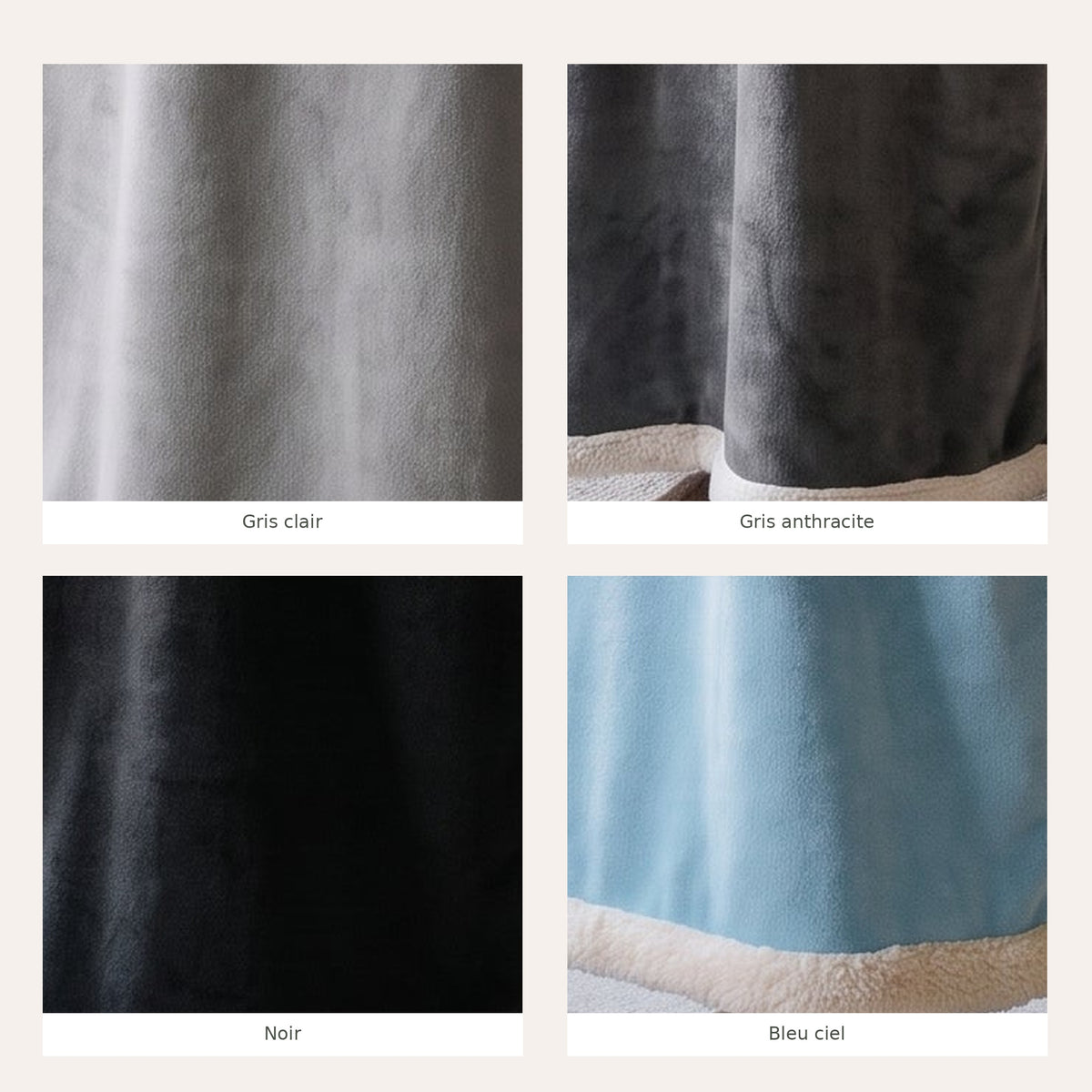 Nuancier gris clair, gris anthracite, noir et bleu ciel