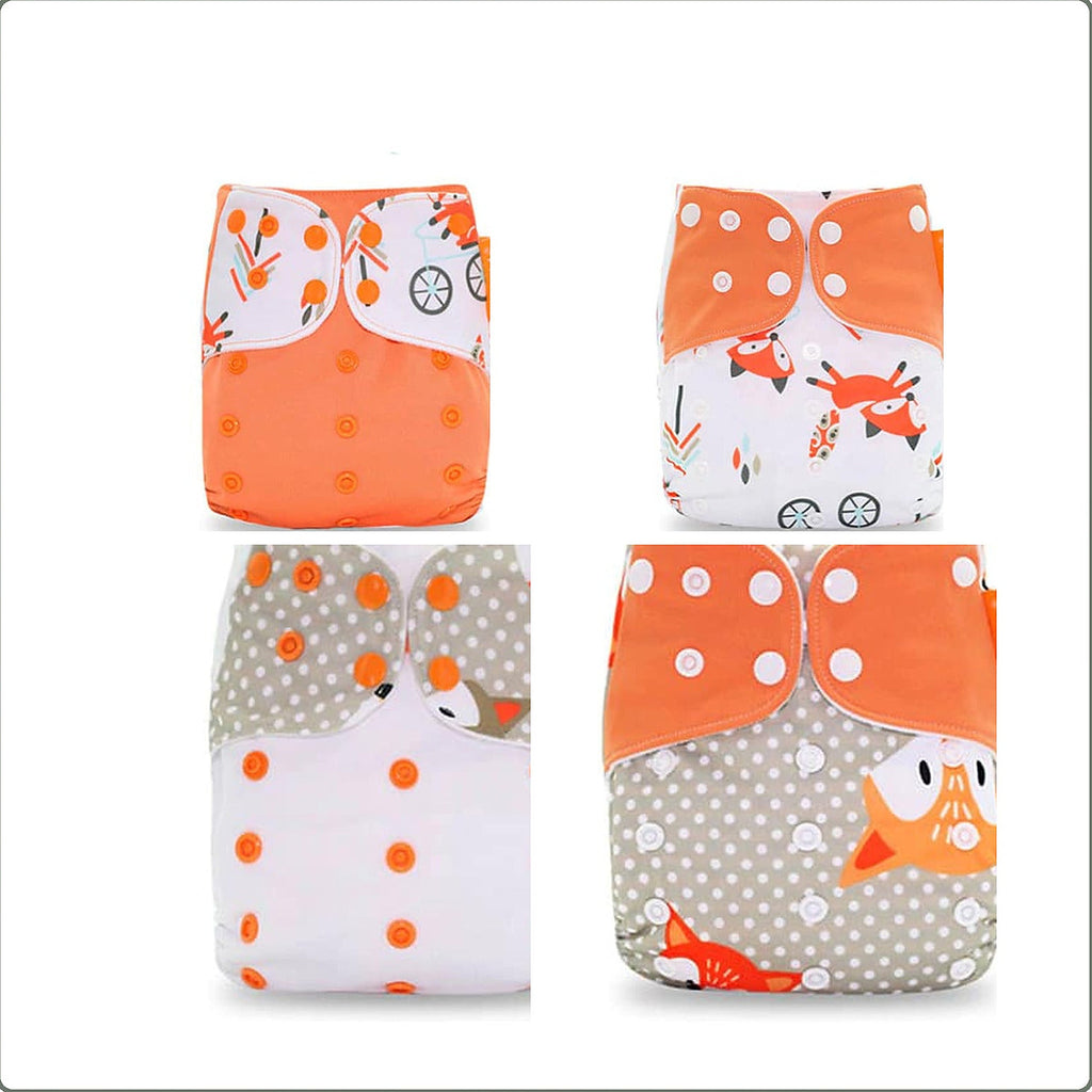 Lot de 4 couches lavables, assortiment orange