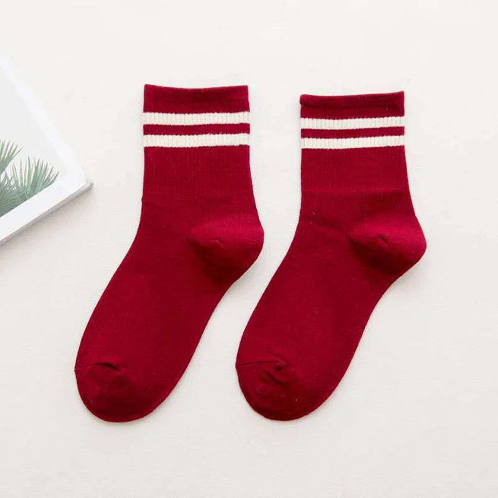 Chaussettes de tennis, Rouge bordeaux, mi-mollet