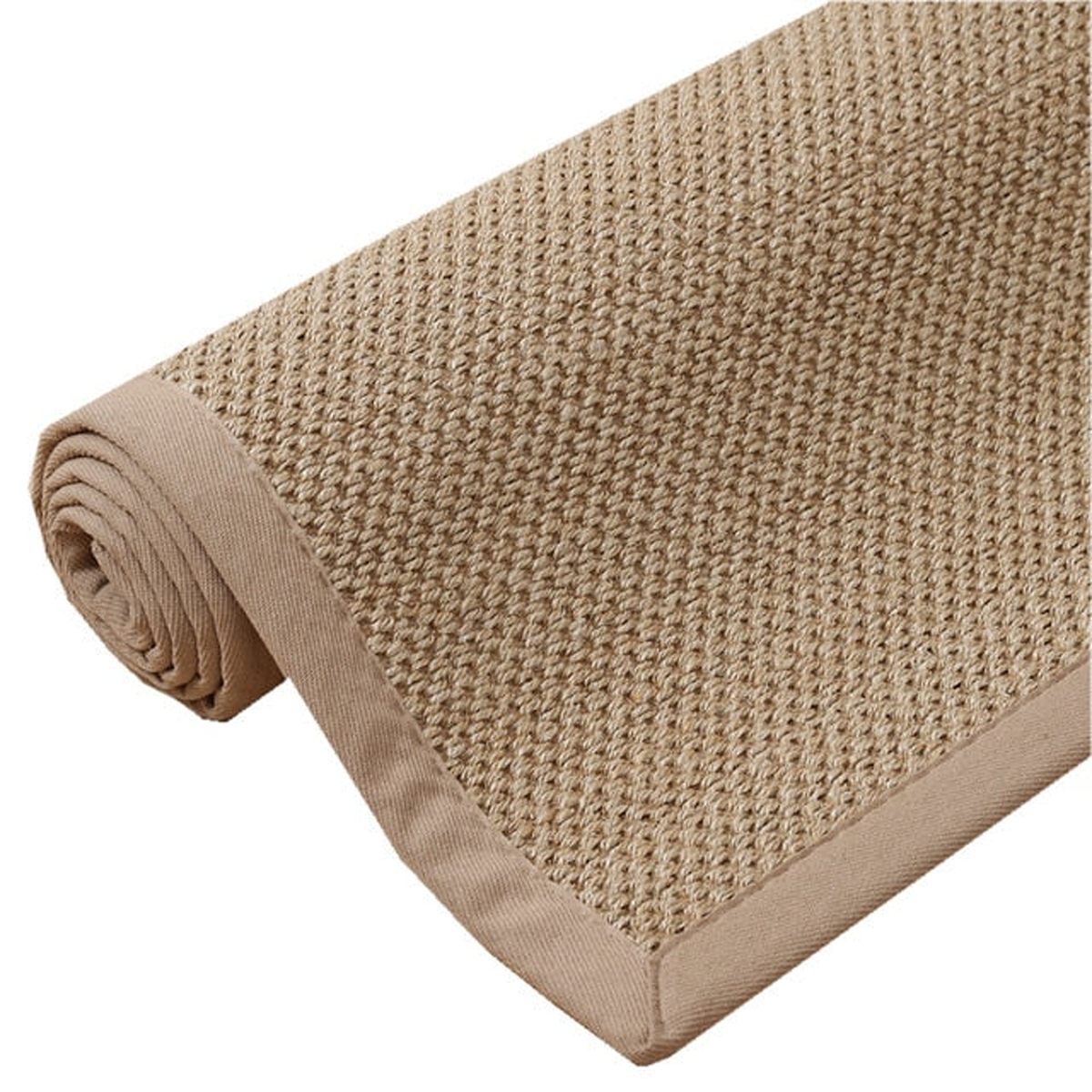 Tapis rectangulaire taupe tissé avec bordure assortie