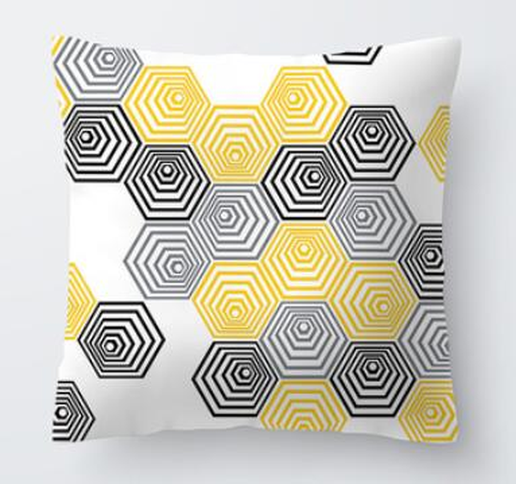 Housse de coussin jaune, motif 2