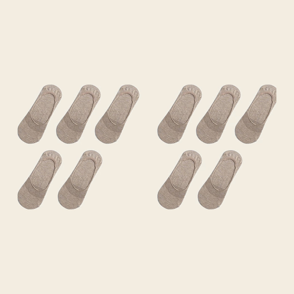 Lot de cinq paires de chaussettes invisibles, variante Marron