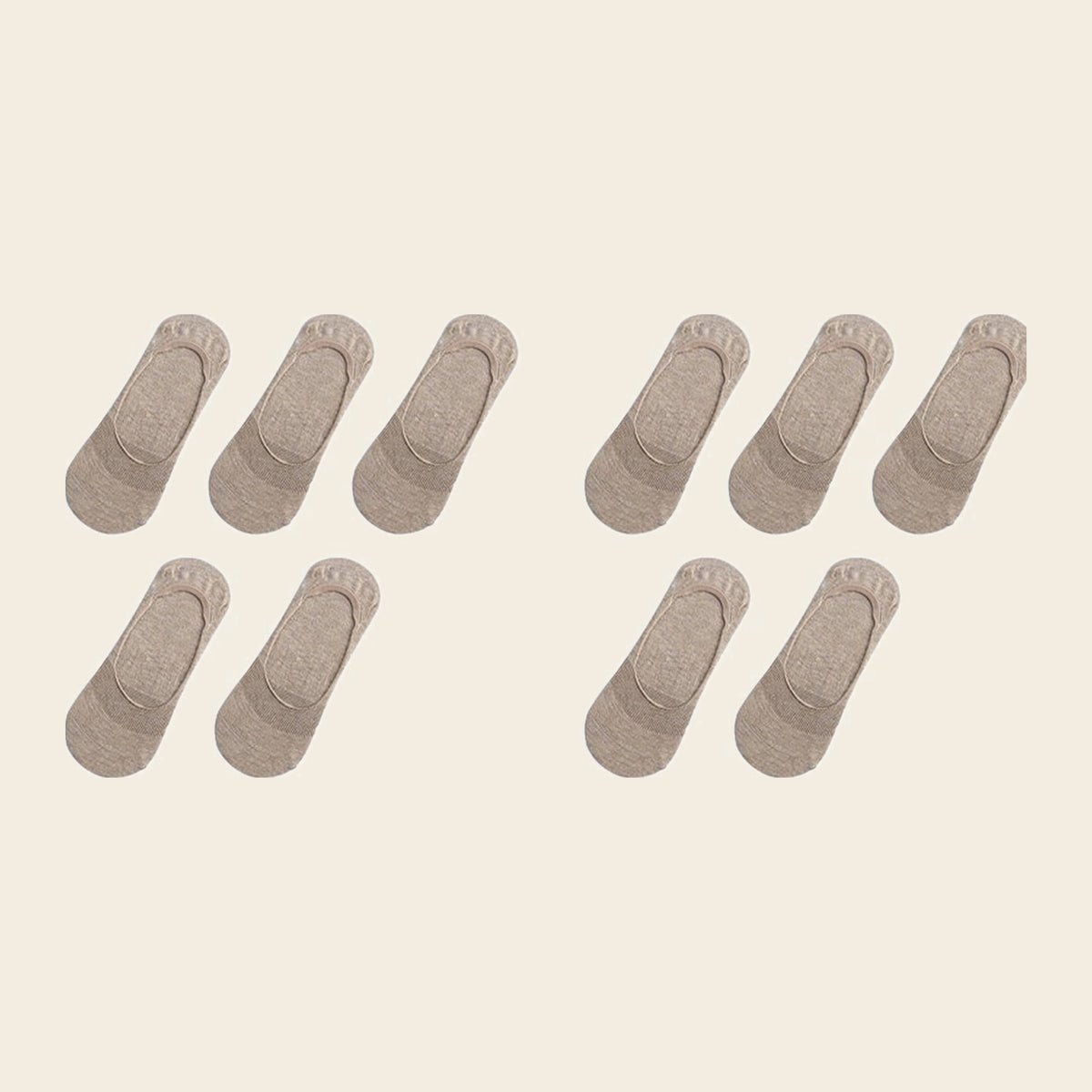 Lot de cinq paires de chaussettes invisibles, variante Marron