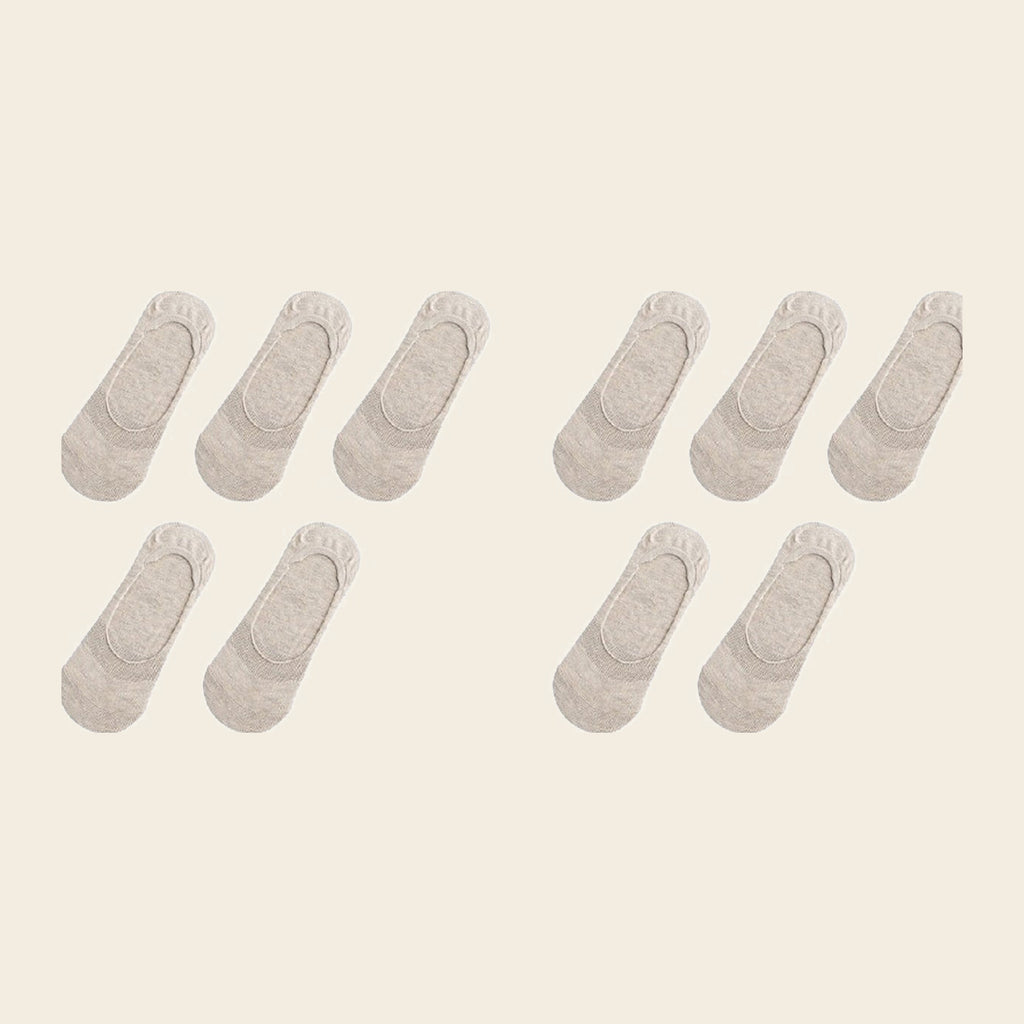 Lot de cinq paires de chaussettes invisibles, variante Beige