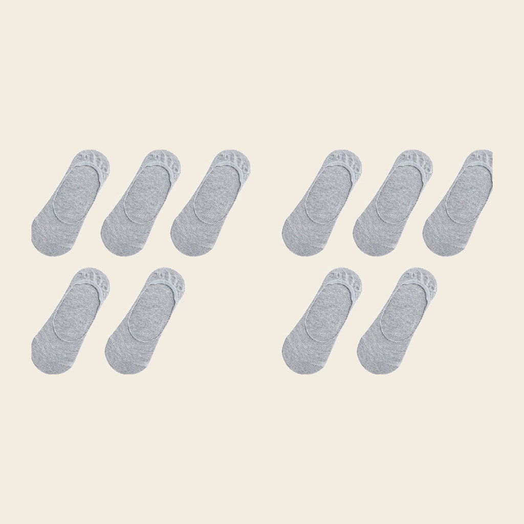 Lot de cinq paires de chaussettes invisibles, variante Gris