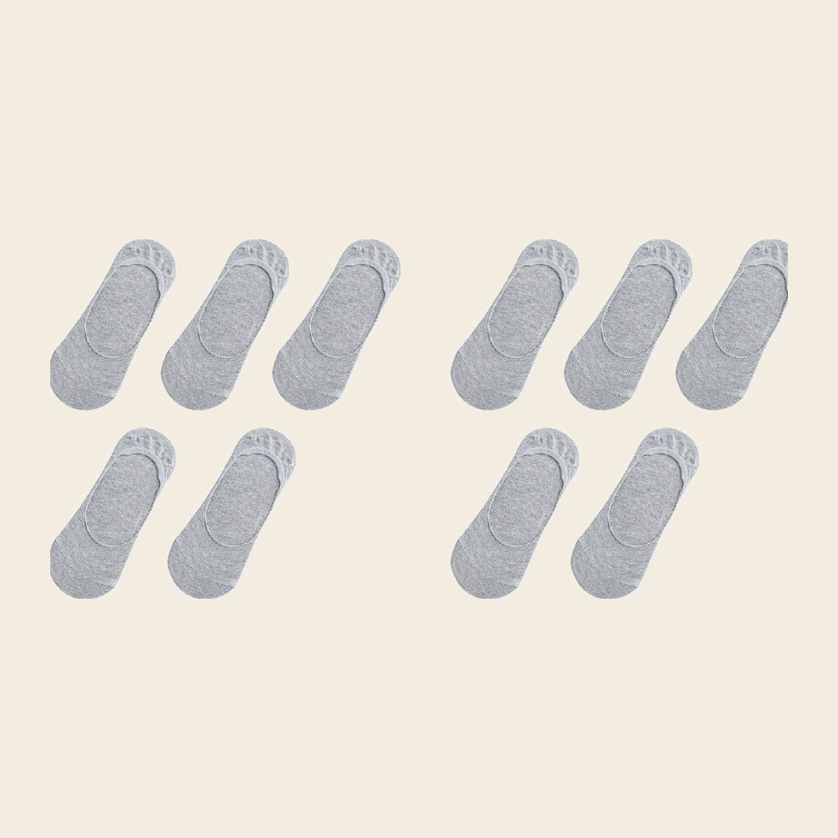 Lot de cinq paires de chaussettes invisibles, variante Gris