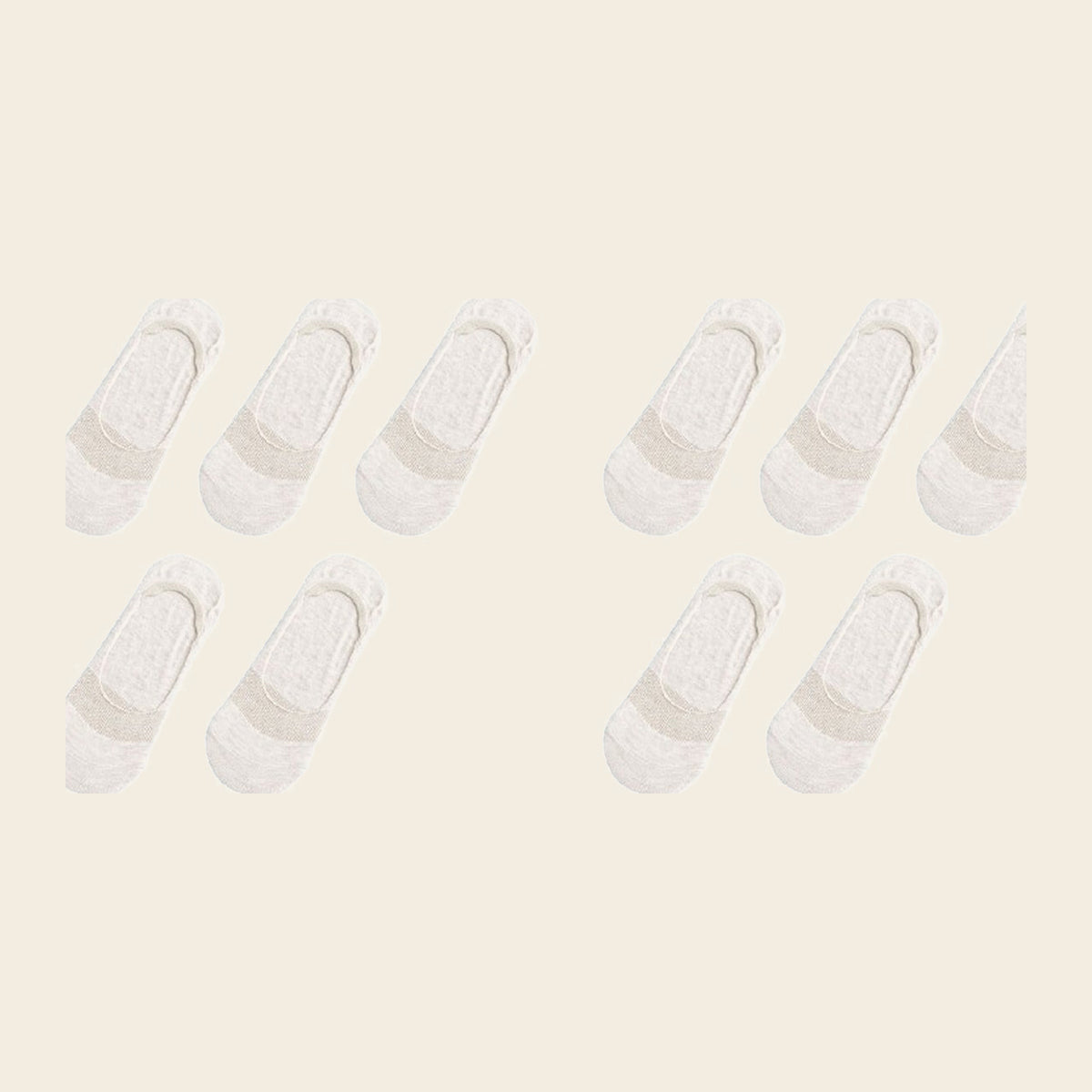 Lot de cinq paires de chaussettes invisibles, variante Crème