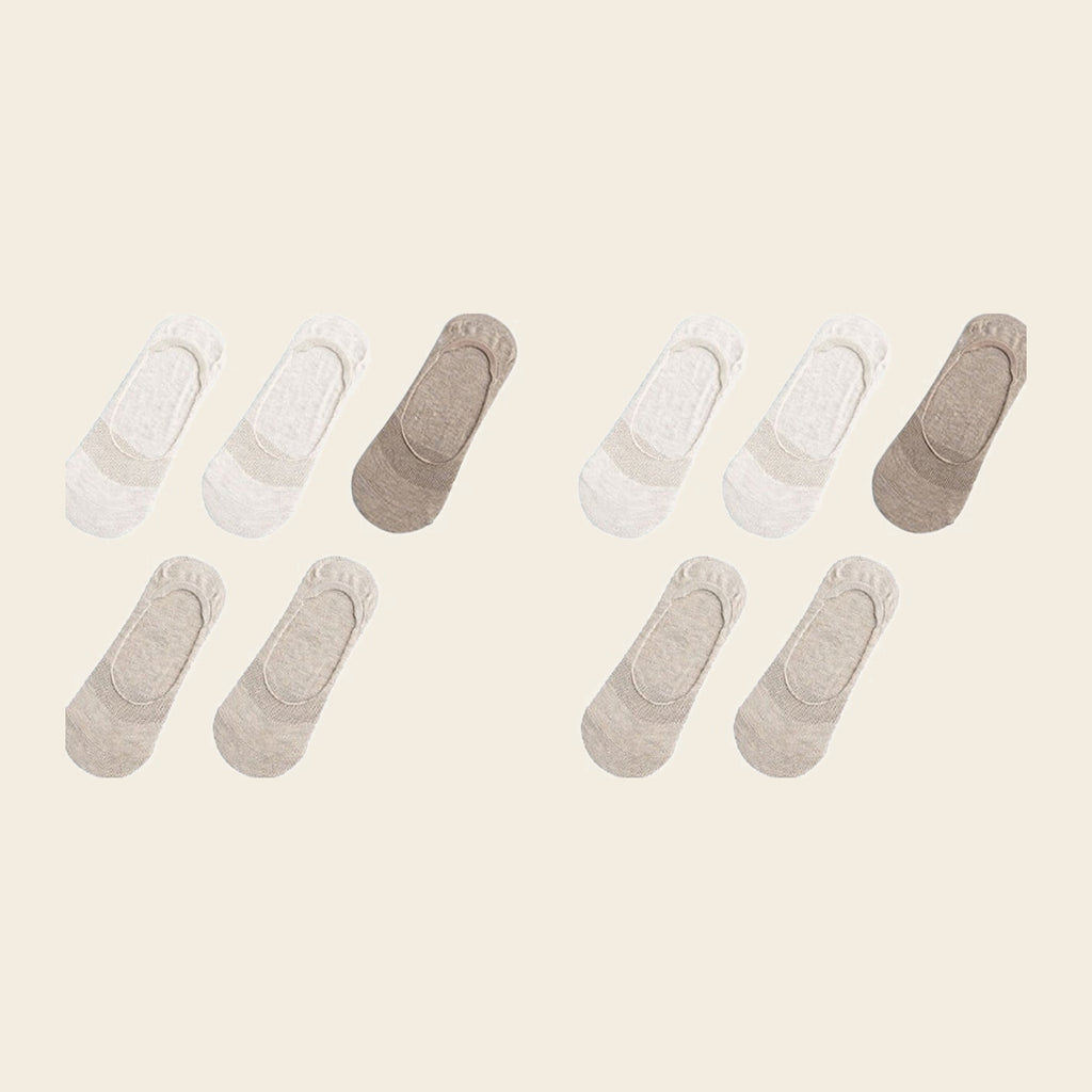 Lot de cinq paires de chaussettes invisibles, variante Crème et beige