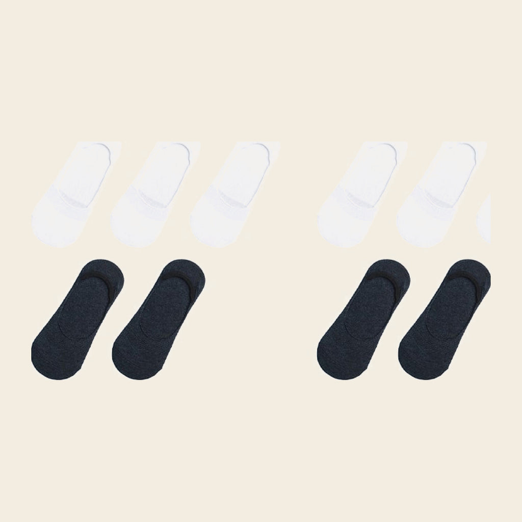 Lot de cinq paires de chaussettes invisibles, variante Blanc et gris foncé