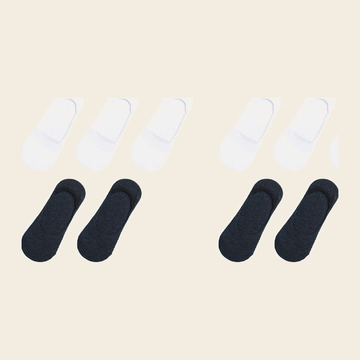 Lot de cinq paires de chaussettes invisibles, variante Blanc et gris foncé