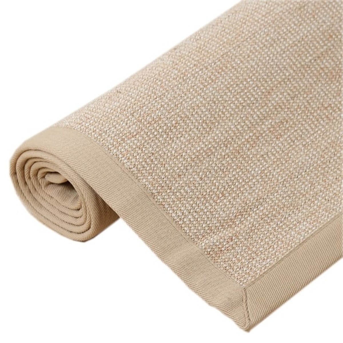Tapis rectangulaire écru au tissage fin avec bordure assortie