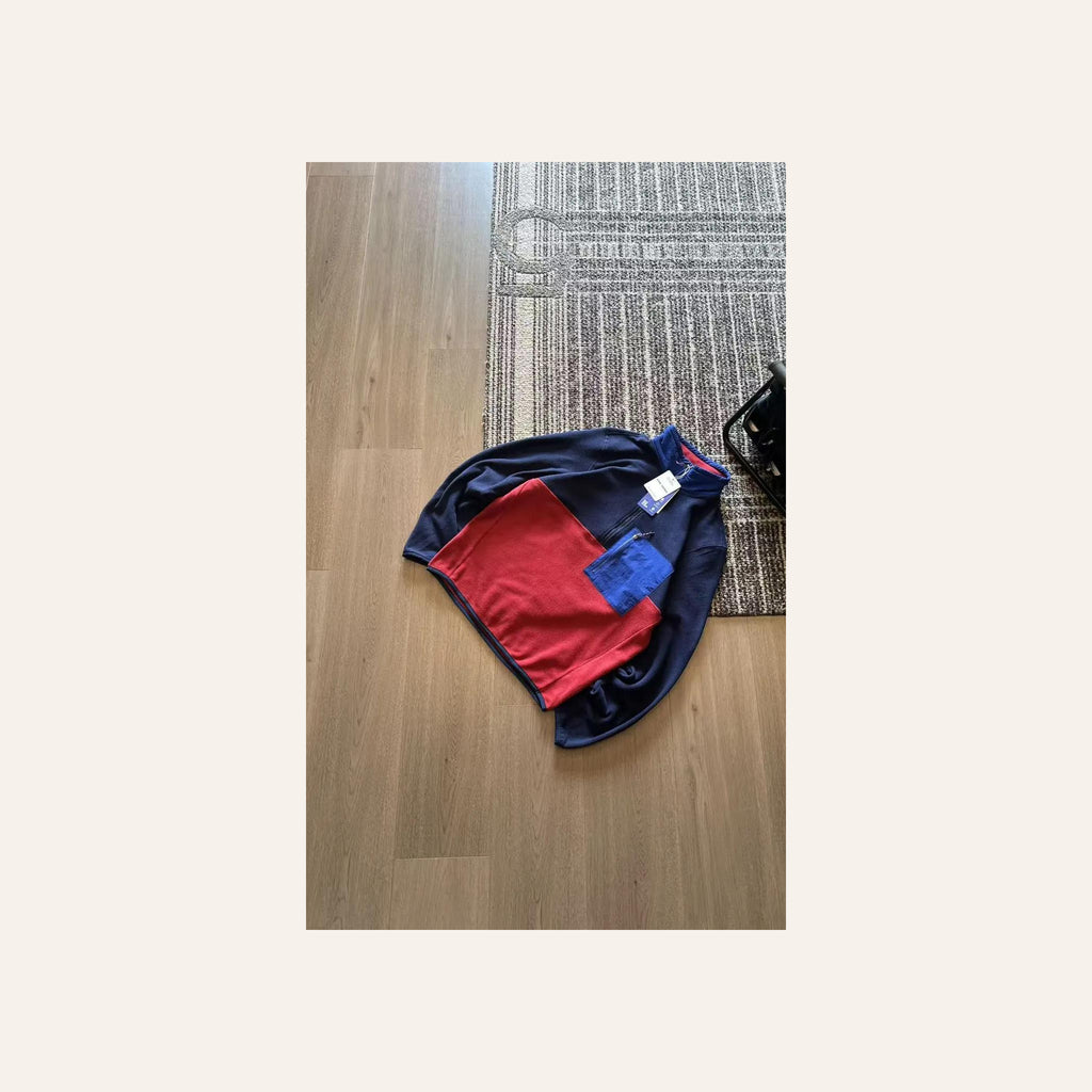 Polaire homme colorblock rouge et bleu marine