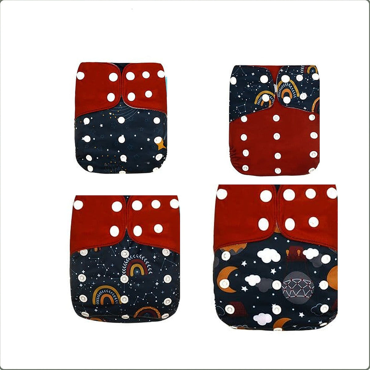Lot de 4 couches lavables, assortiment rouge