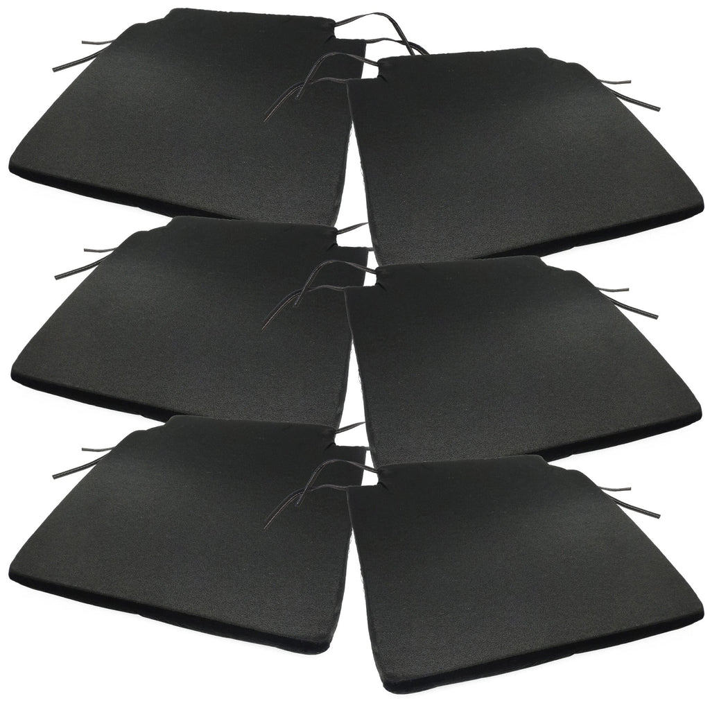 Lot de six coussins de chaise noir, avec leurs liens