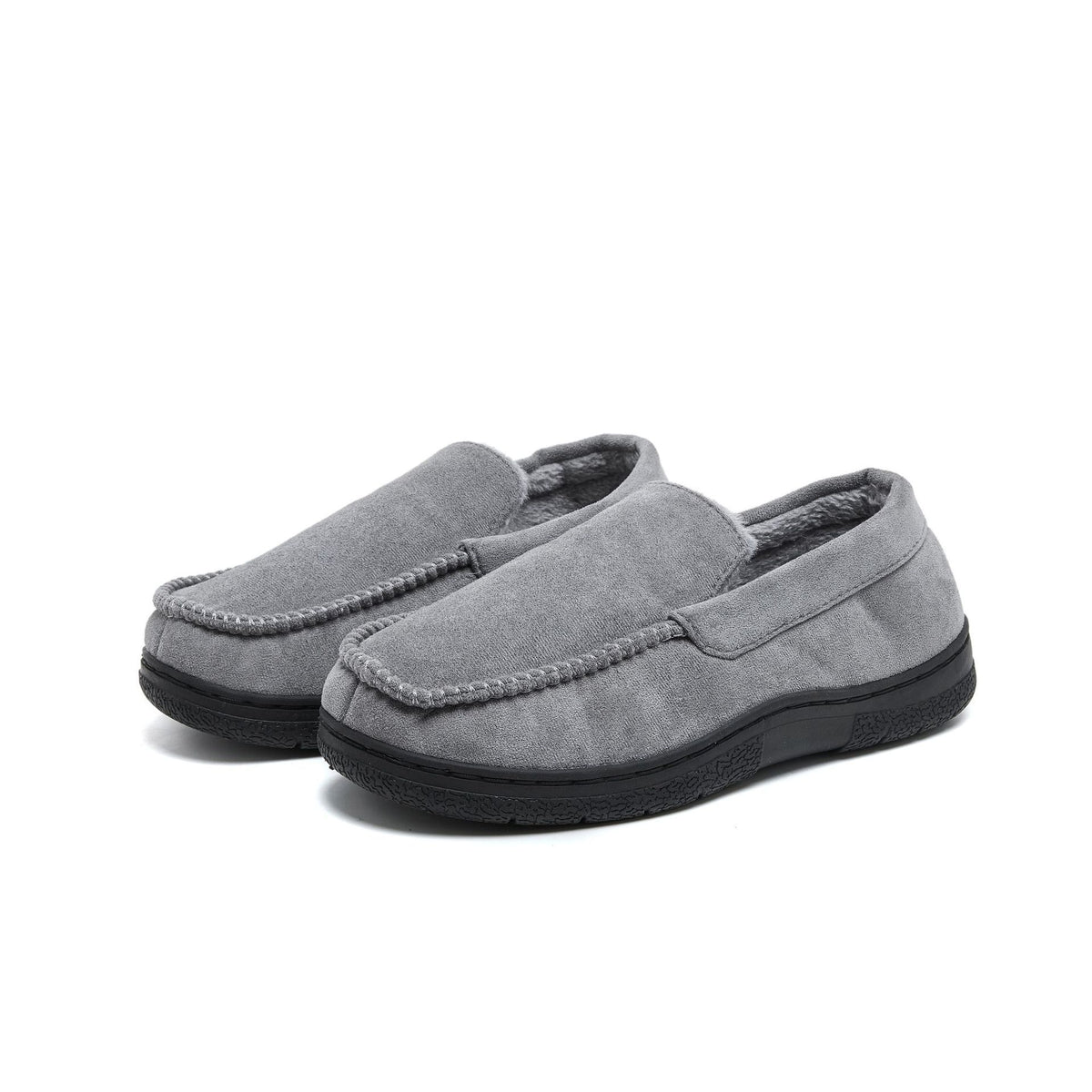 Mocassins chaussons homme gris sur fond blanc