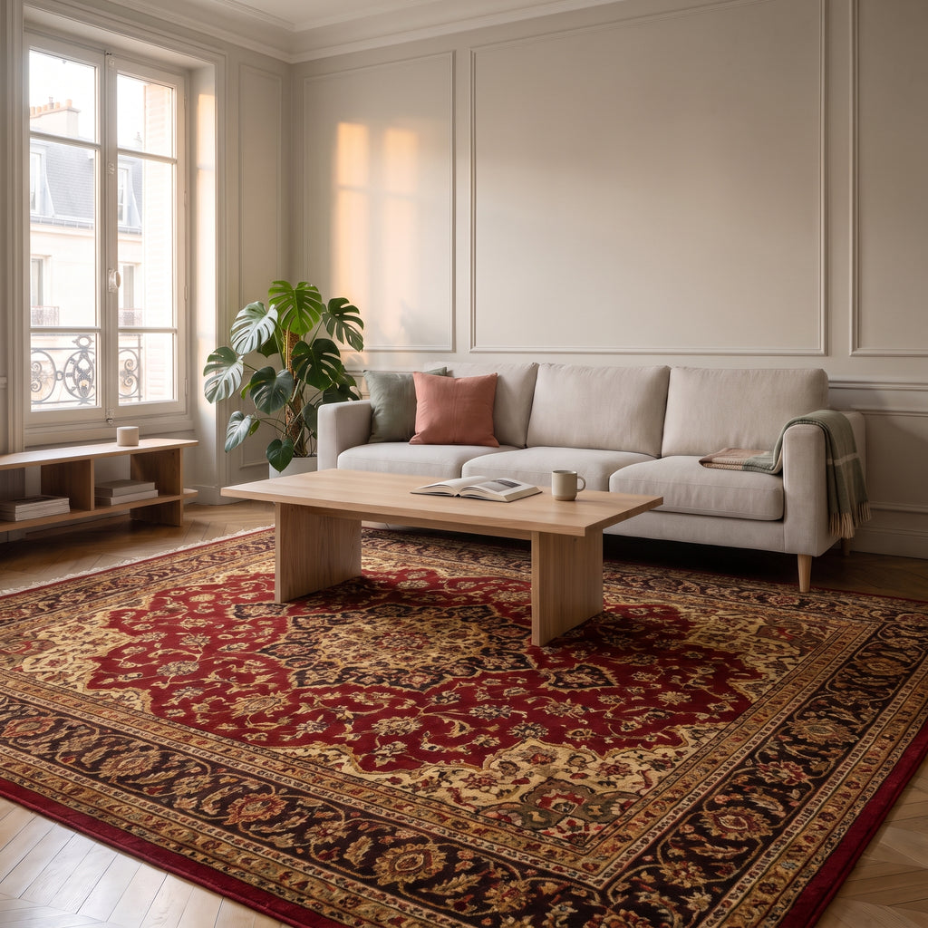 Tapis boho turc aux tons rouges, déclinaison rouge