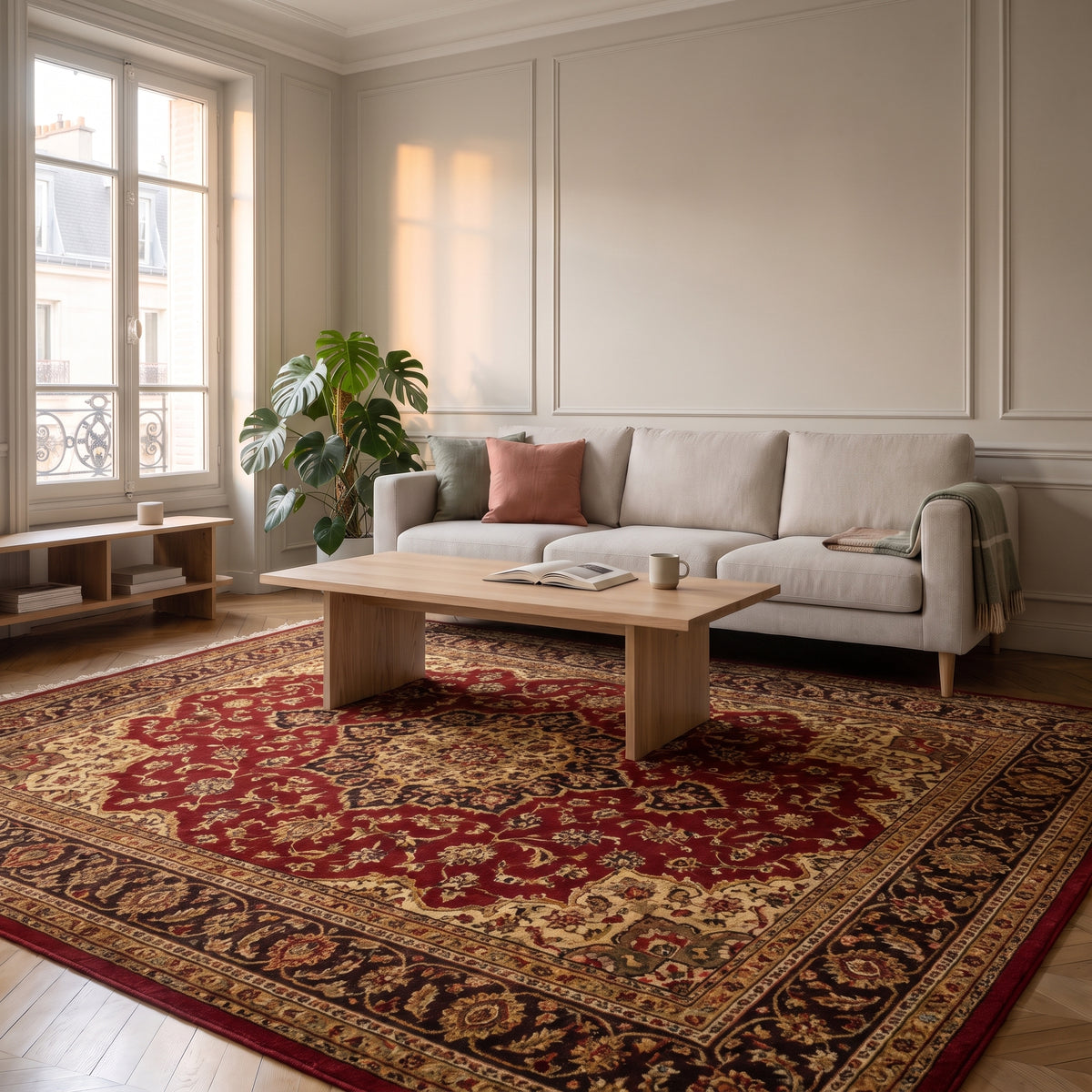 Tapis boho turc aux tons rouges, déclinaison rouge