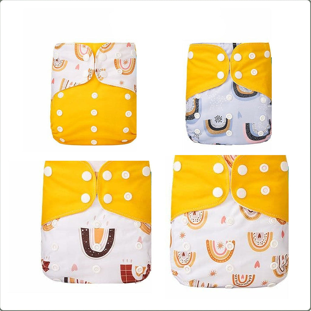 Lot de 4 couches lavables, assortiment jaune