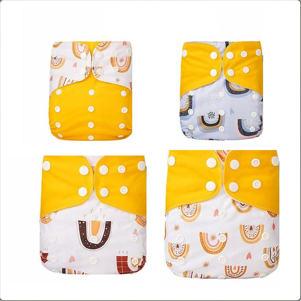 Lot de 4 couches lavables, assortiment jaune
