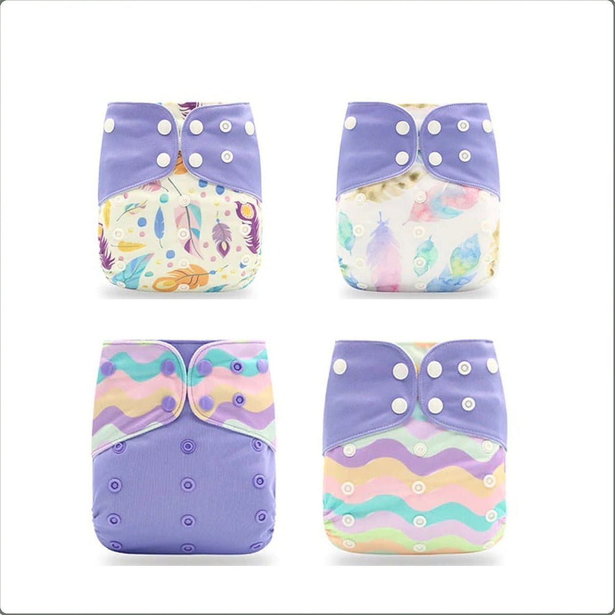 Lot de 4 couches lavables, assortiment violet