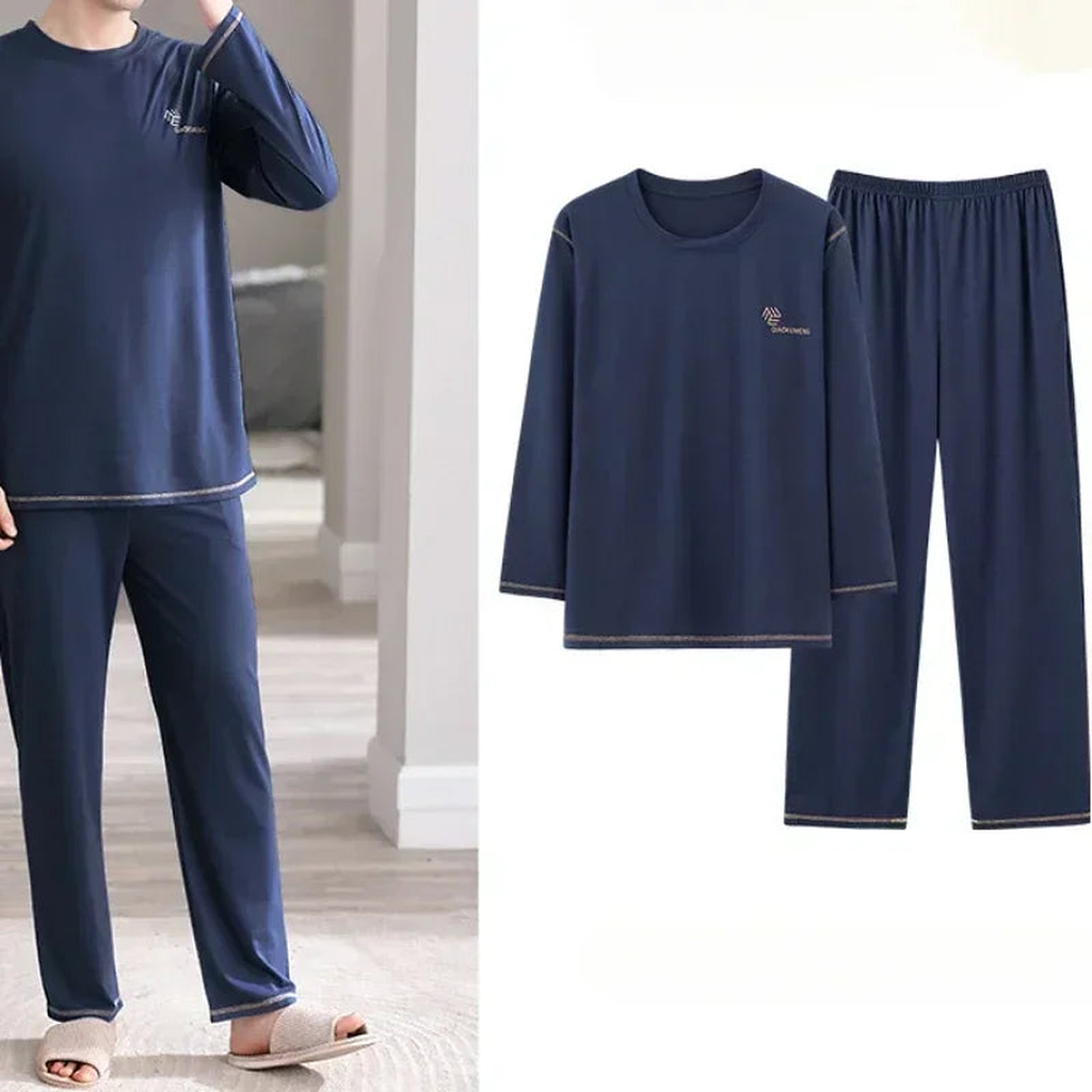 Ensemble d'intérieur bleu marine pour homme, vue portée