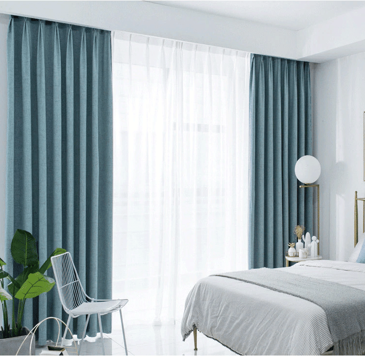 Rideau long 100% occultant en lin et coton