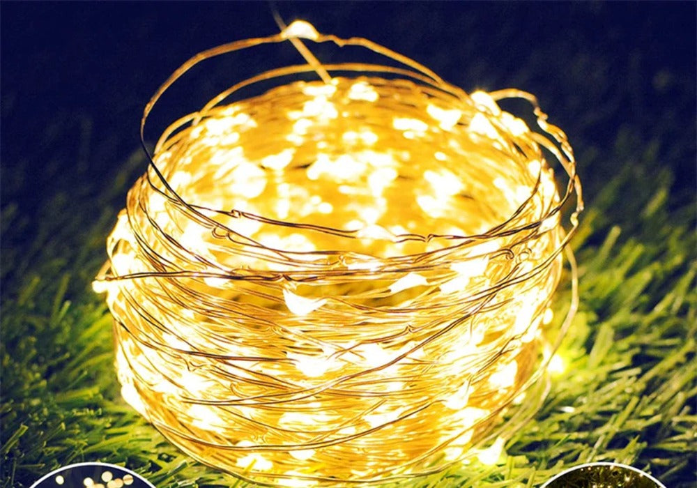 Guirlande LED 2 mètres, blanc chaud, prise USB