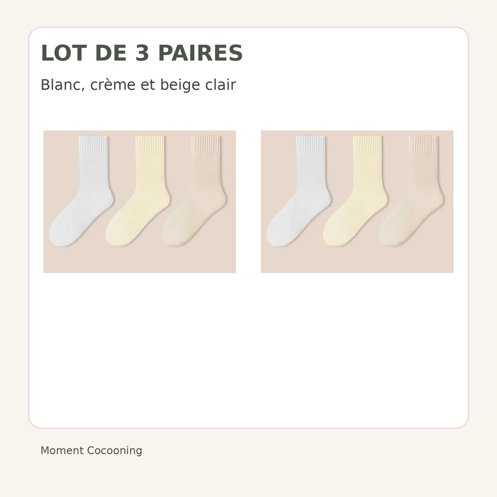 Lot de trois paires de chaussettes d’hiver femme, blanc · crème · beige clair