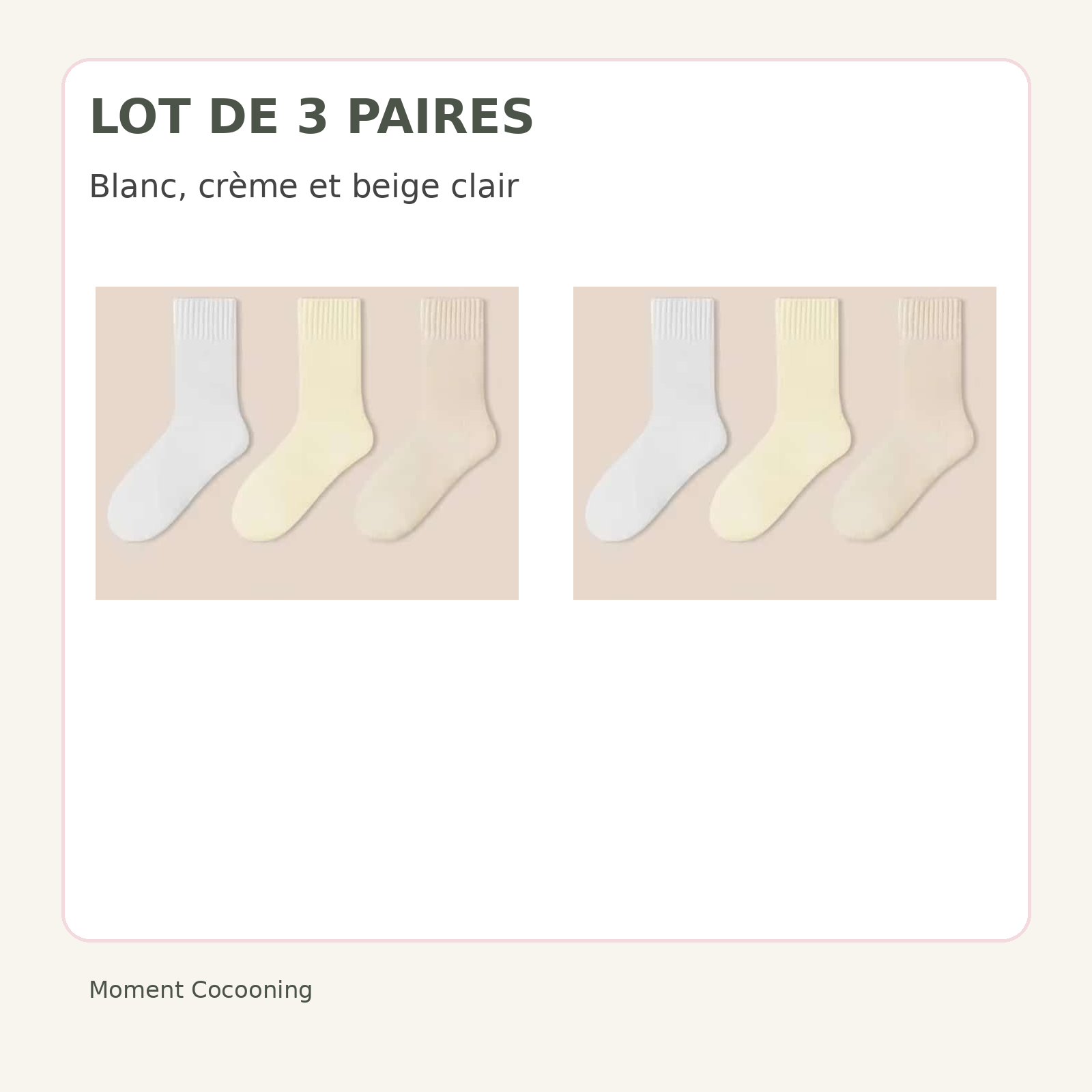 Lot de trois paires de chaussettes d’hiver femme, blanc · crème · beige clair Image