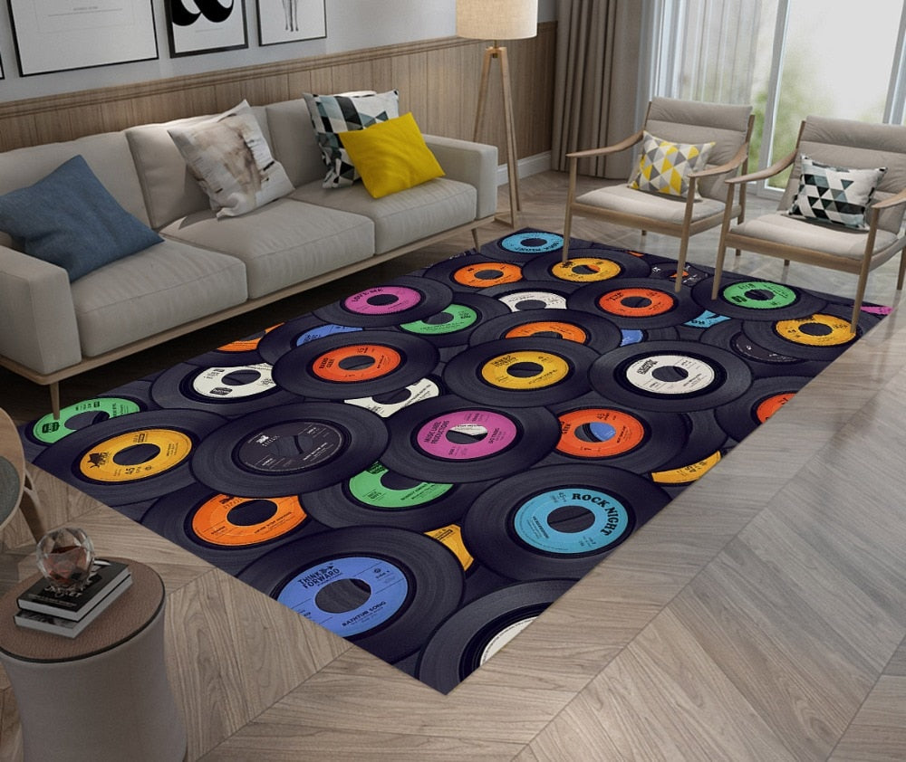 Tapis avec motifs de disques vinyles