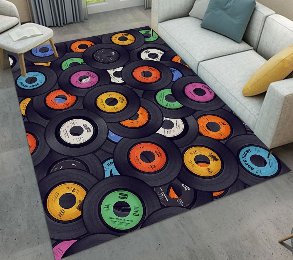 Tapis avec motifs de disques vinyles