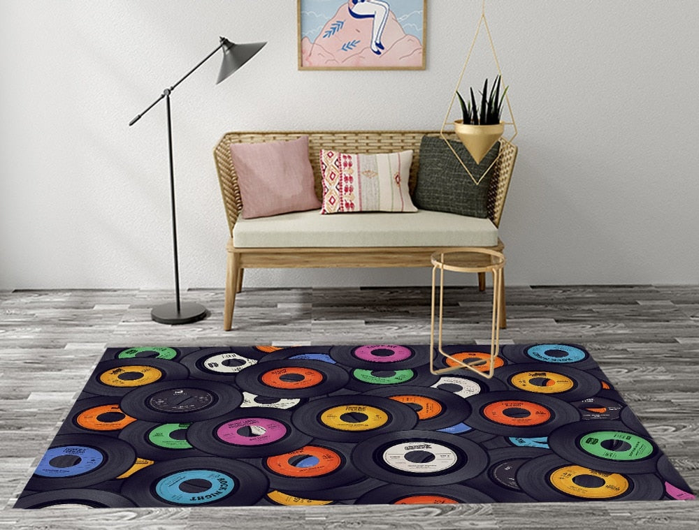 Tapis avec motifs de disques vinyles