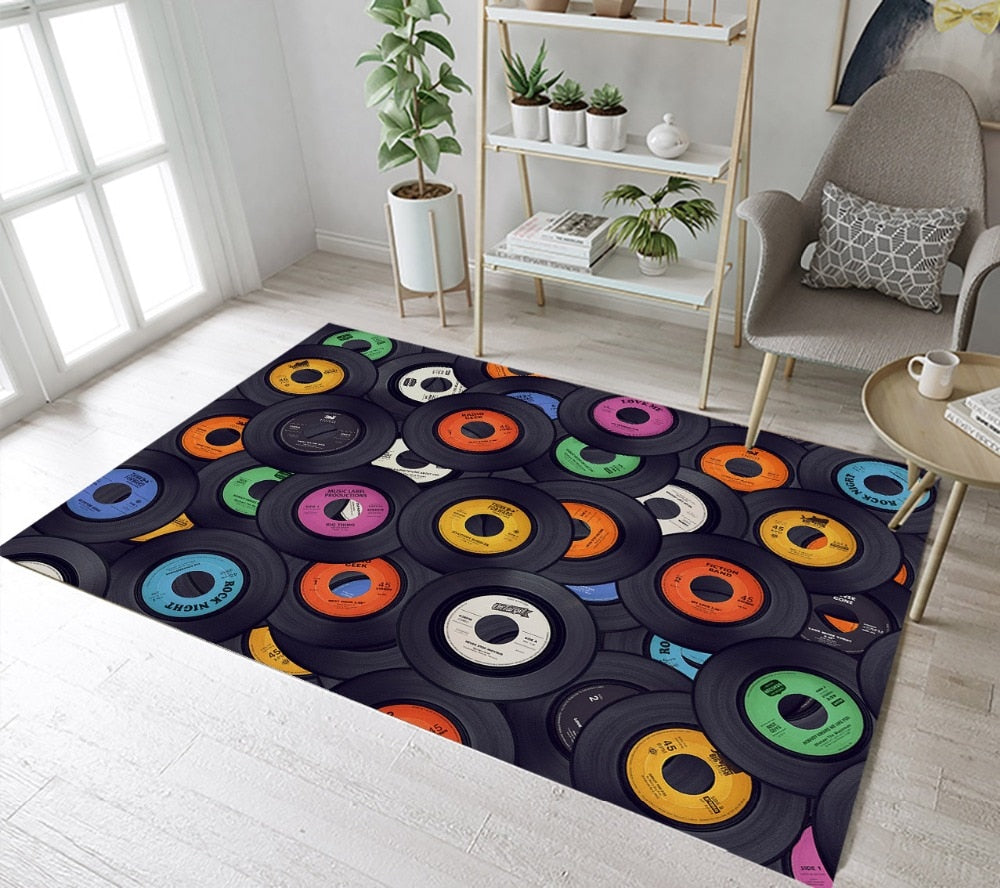 Tapis avec motifs de disques vinyles