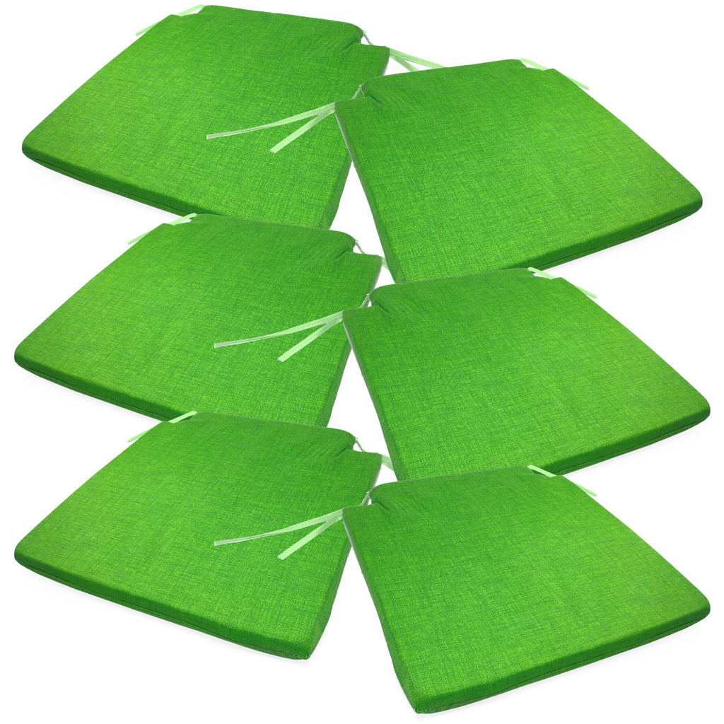 Lot de six coussins de chaise vert, avec leurs liens