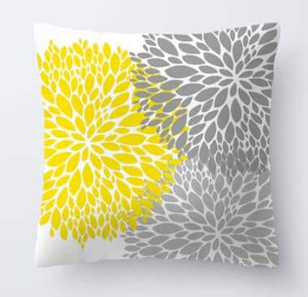 Housse de coussin jaune, motif 7