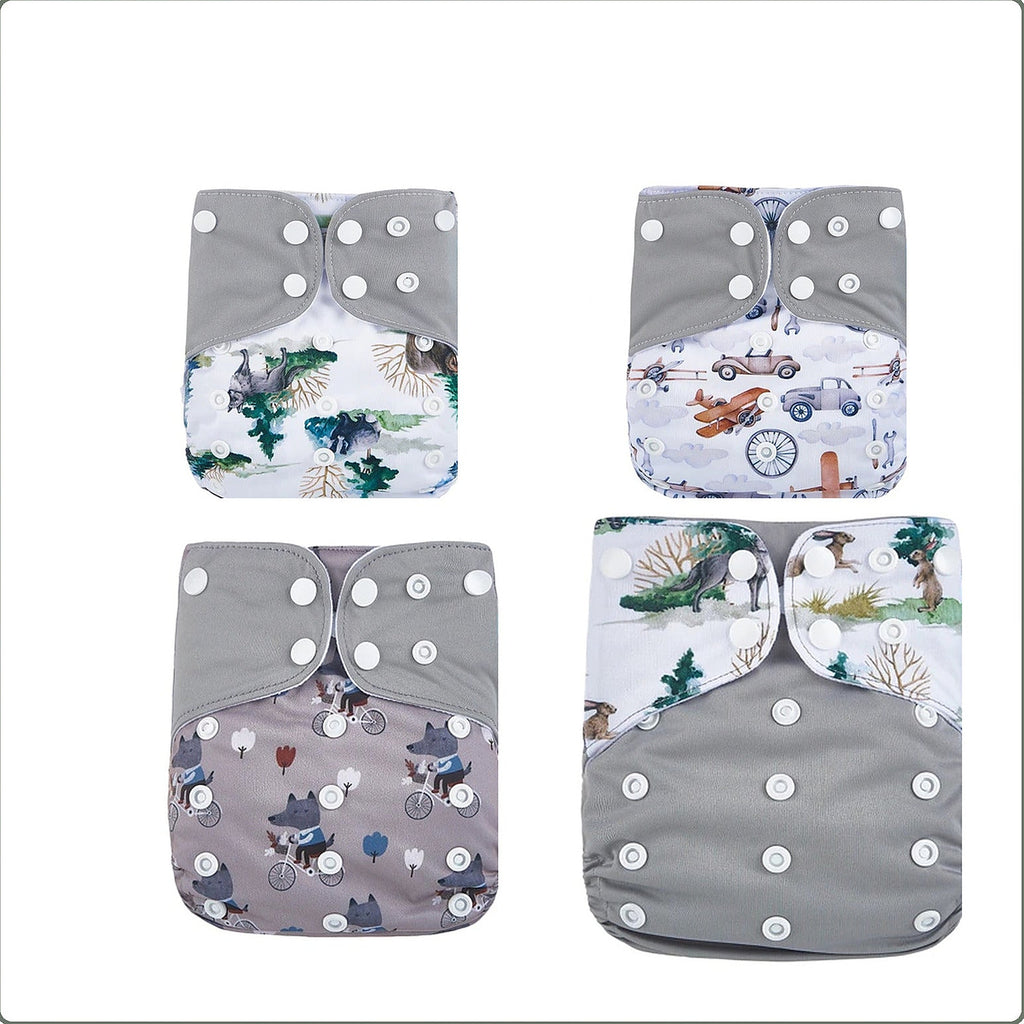 Lot de 4 couches lavables, assortiment gris