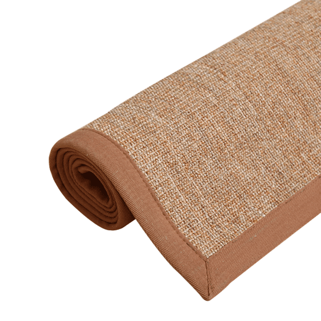 Tapis rectangulaire terracotta chiné avec bordure assortie