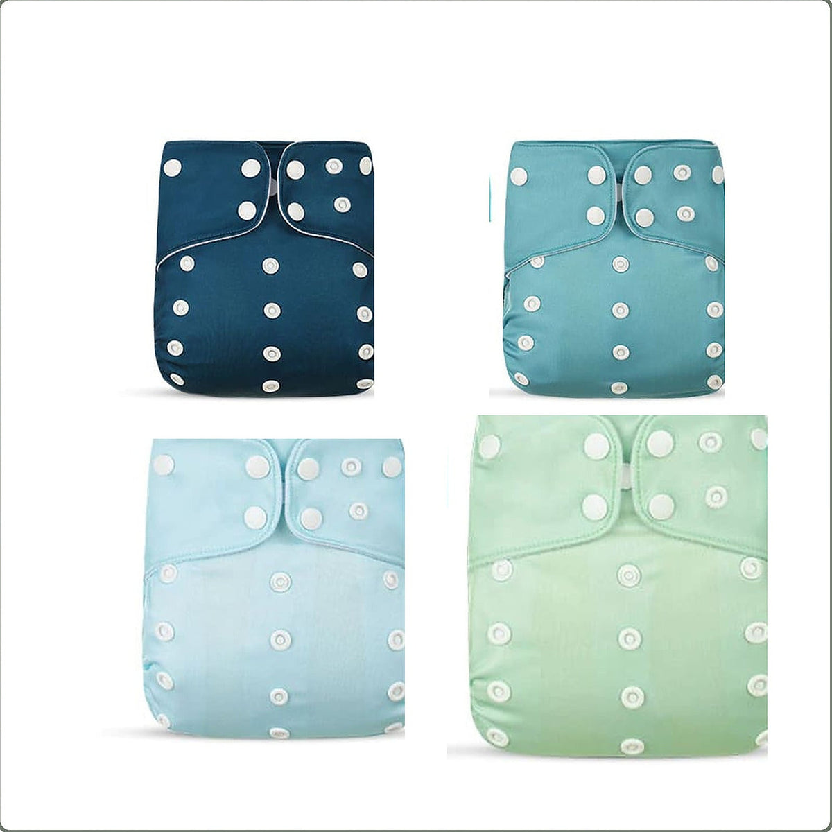 Lot de 4 couches lavables, second assortiment bleu