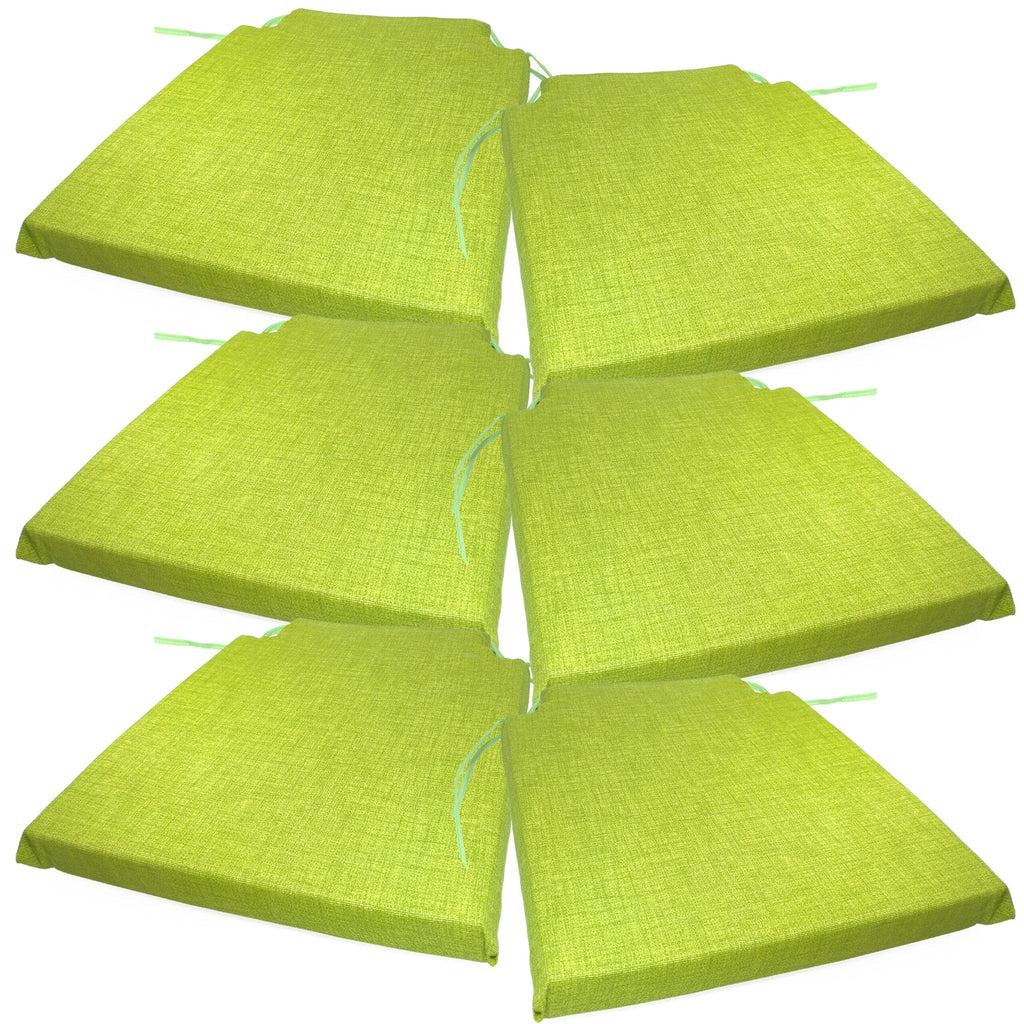 Lot de six coussins de chaise vert citron, avec leurs liens
