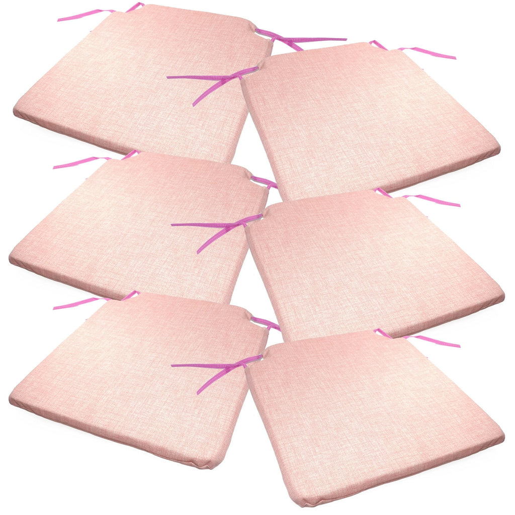 Lot de six coussins de chaise rose pale, avec leurs liens