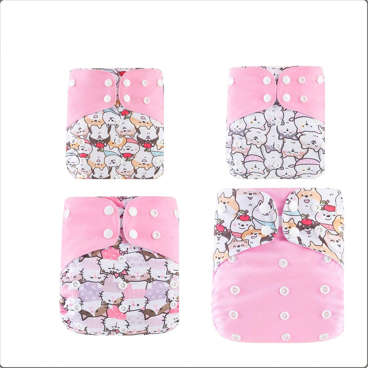 Lot de 4 couches lavables, assortiment rose