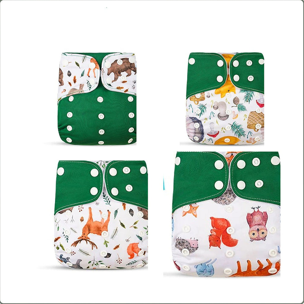 Lot de 4 couches lavables, assortiment vert fonce