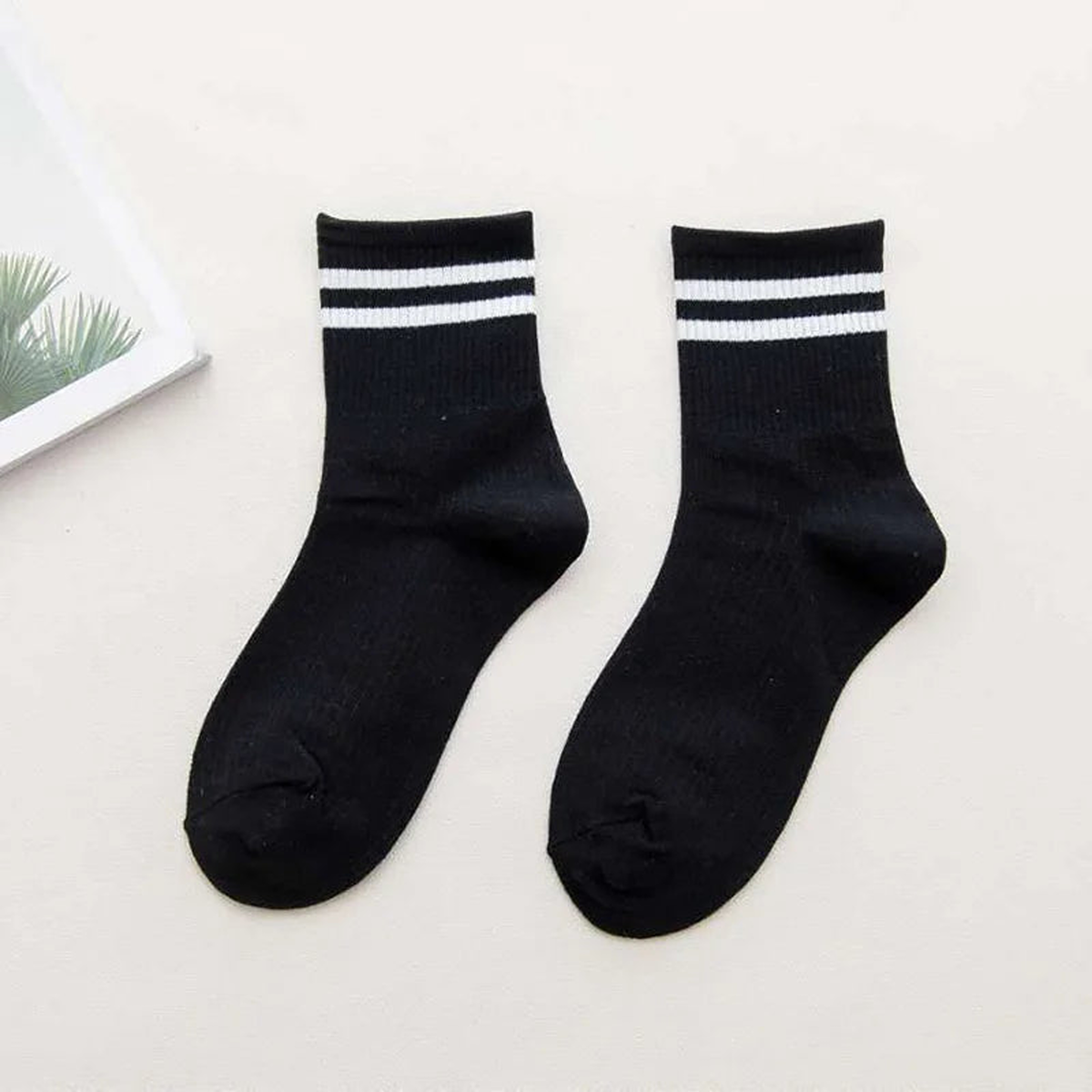 Chaussettes de tennis, Noir, mi-mollet