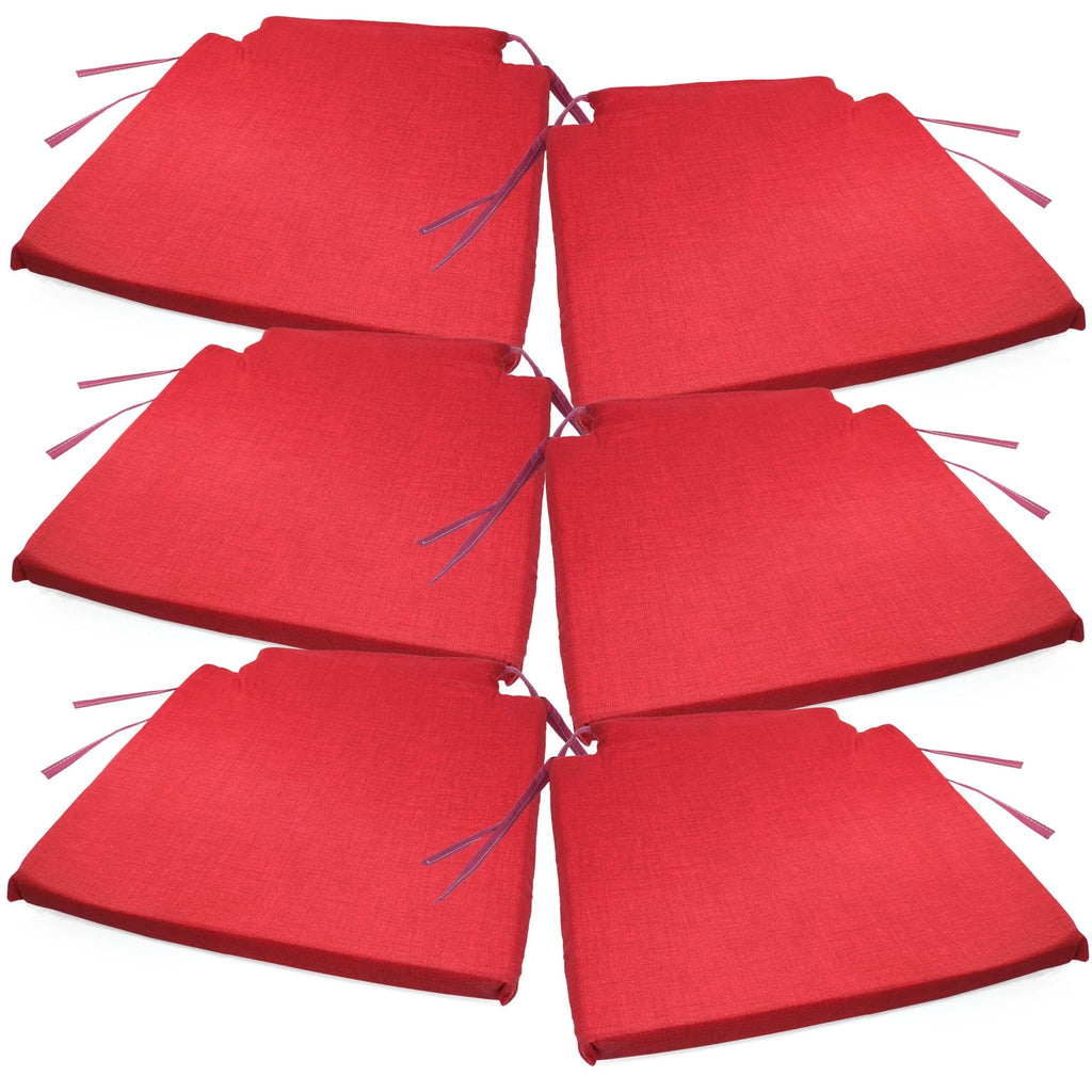 Lot de six coussins de chaise rouge, avec leurs liens