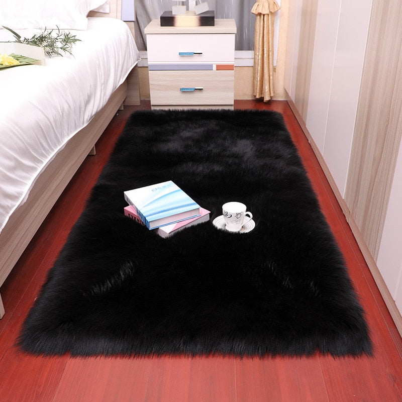 Tapis en peluche doux pour chambre à coucher